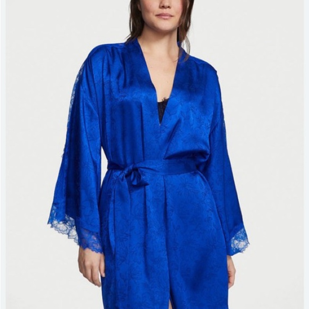 Victoria's Secret Royal Blue Lace Robe - Picture 1 of 5